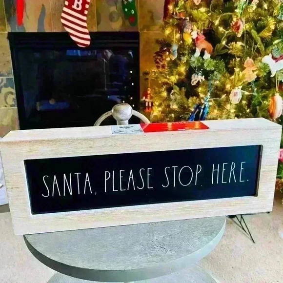 NEW Rae Dunn SANTA PLEASE STOP HERE - Rae Dunn - adorable wooden sign - Picture 3 of 5